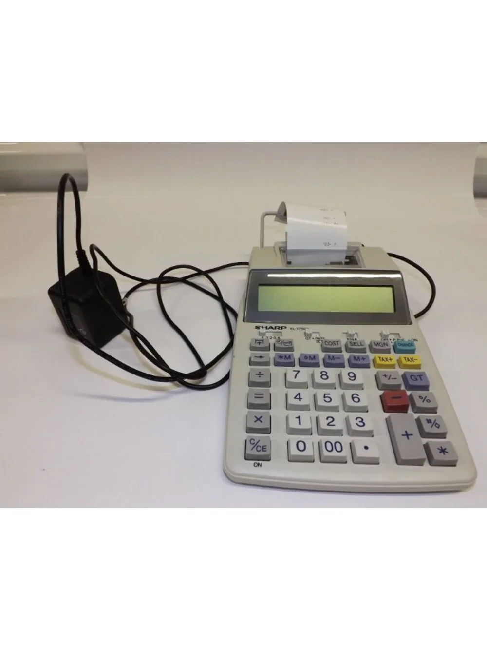 Sharp EL-1750V Printing Calculator W Adapter 12-Digit Display Tax Currency